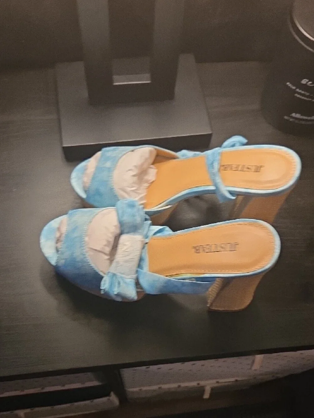 JustFab Light Blue Platform Wedge Sandals